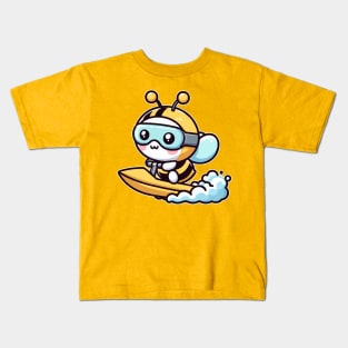 funny bee jetskiing Kids T-Shirt